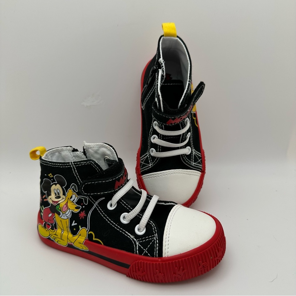 Disney Junior Mickey Mouse & Pluto High top Zip Sneakers Toddler Sz 9